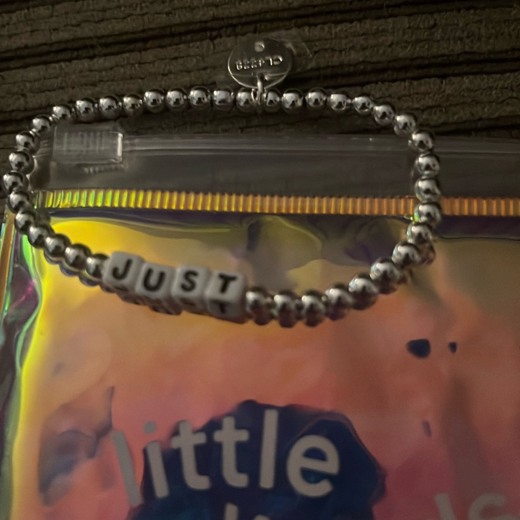 Nwt- Little Words Projectt Silver- Tone Bracelet With Word: Just